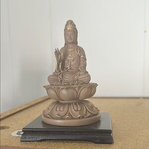 Gold and Brown Buddha Sculpture on Lotus Base